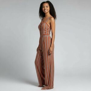 Palis Skates Rust Stripe Wide-Leg Jumpsuit size Medium